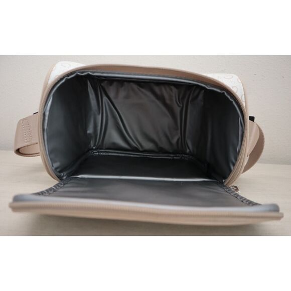 GUESS V7200069 White/Taupe Junction Travel Zip Around Lunch Box w/Carrying Strap - Picture 9 of 14